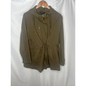 Charlie Paige Hooded Windbreaker‎ Lightweight Brown Jacket Coat Women L